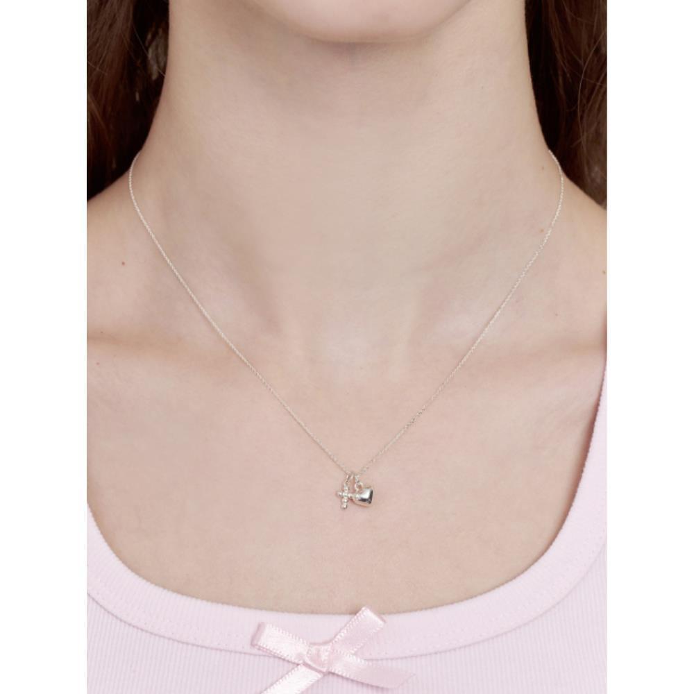 ☆ENGBROX☆ silver925 heart and cross necklace EBNL25014SV