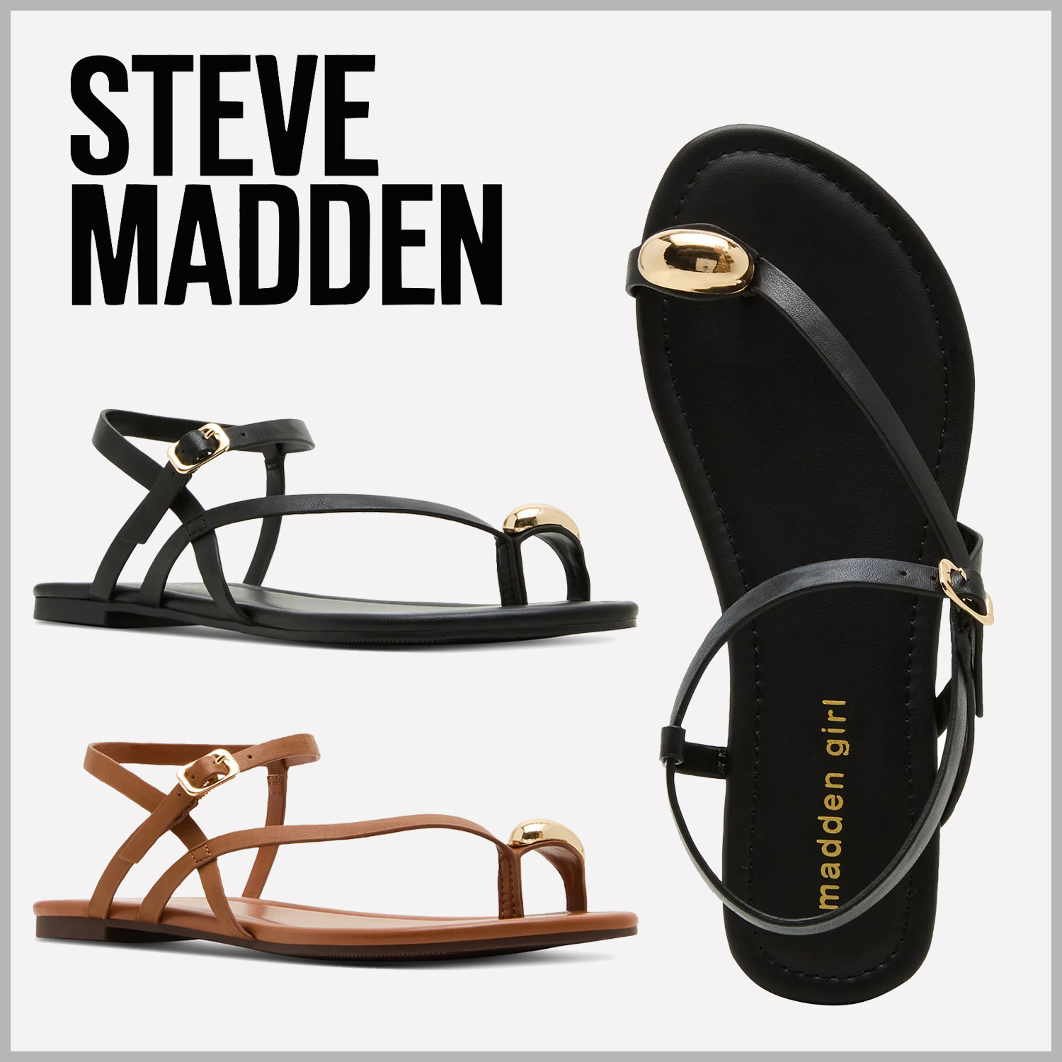 【Steve Madden】ゴールドがおしゃれなフラットサンダル