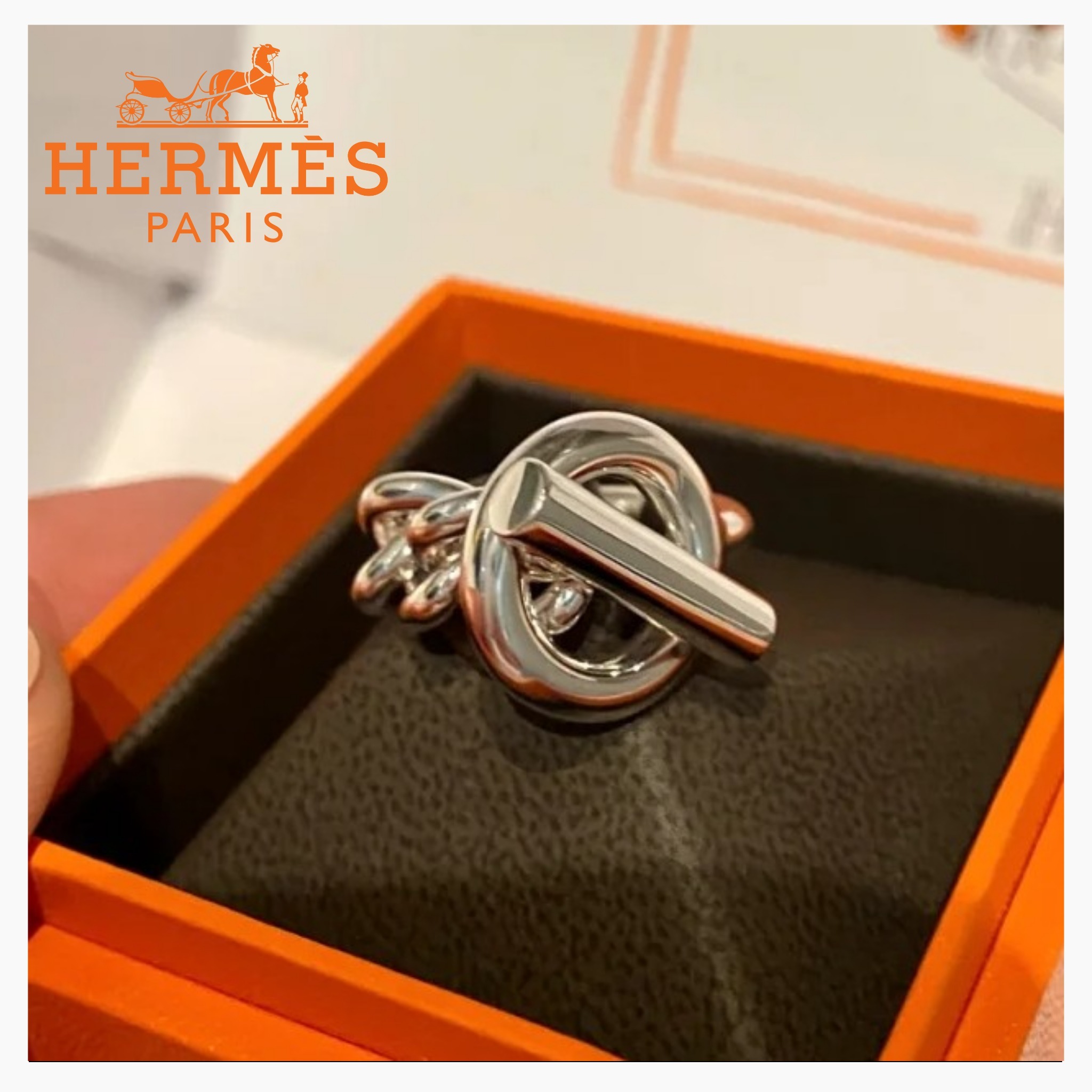【HERMES 】洗練されたデザイン♪エルメス クロワゼットリングGM