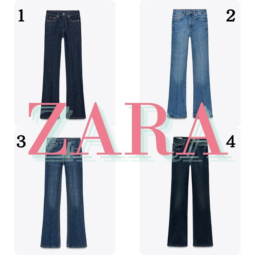 ZARA ブーツカット フルレングス ミッドライズジーンズ 7223/049