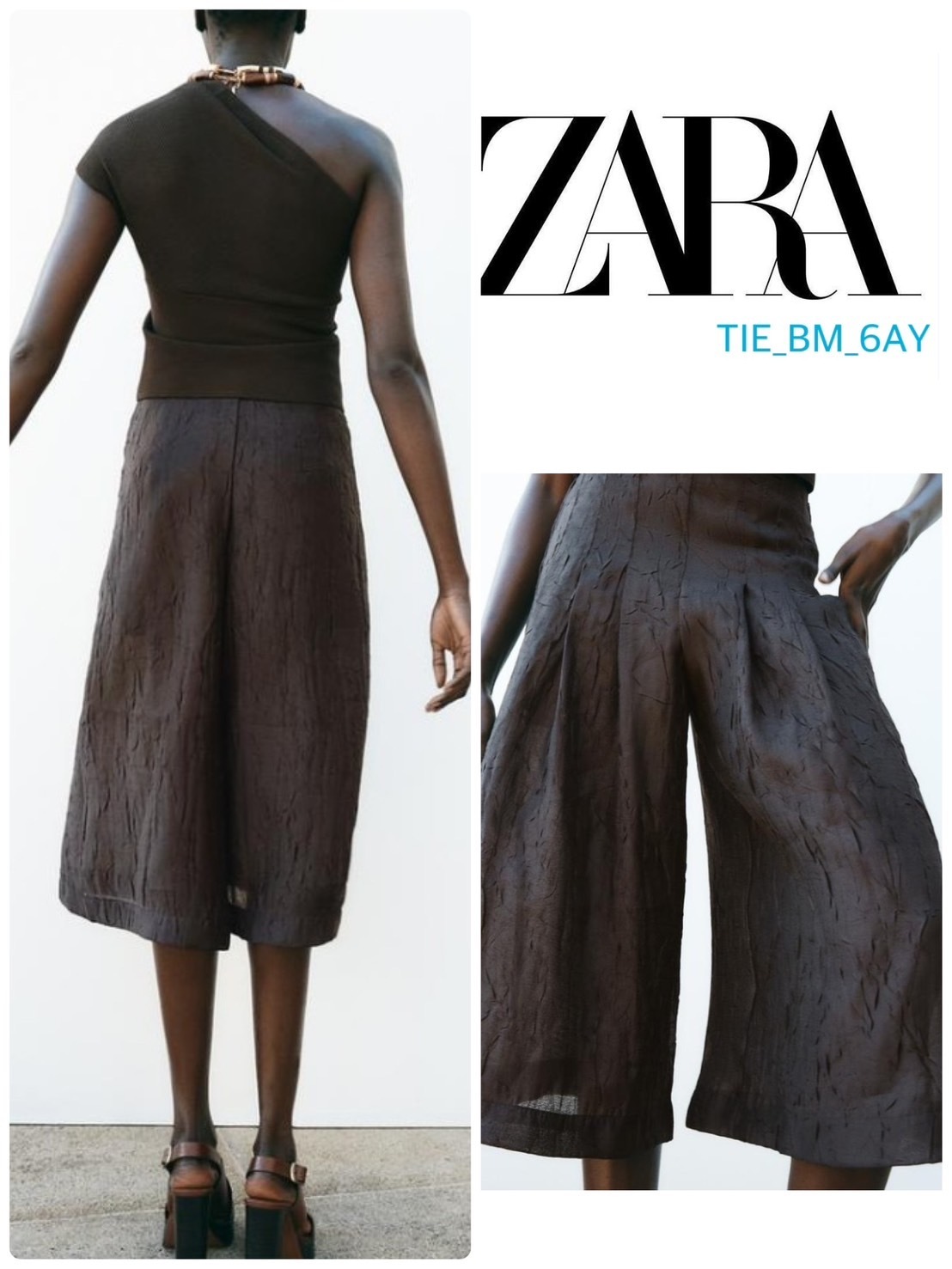 スペイン発送 ZARA オーガンザプリーツキュロットパンツ 限定！