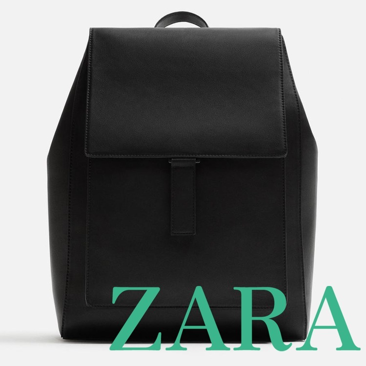【ZARA】フラップバックパック ブラック | 3205/520/800