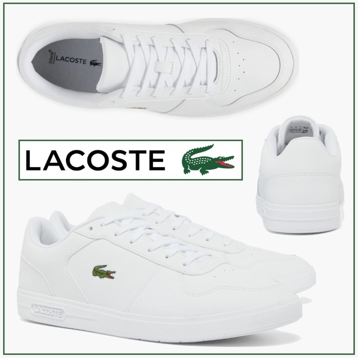 LACOSTE ロゴ刺繍パッチ ロートップ スニーカー