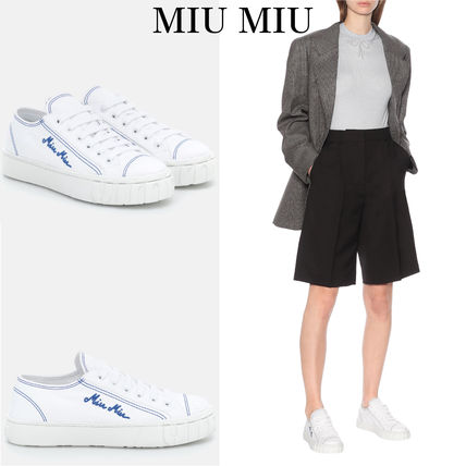 ◆1-3日でお届け◆送込【MIU MIU】キャンバス*スニーカー キャンバス MiuMiu(ミュウミュウ) スニーカー(レディース