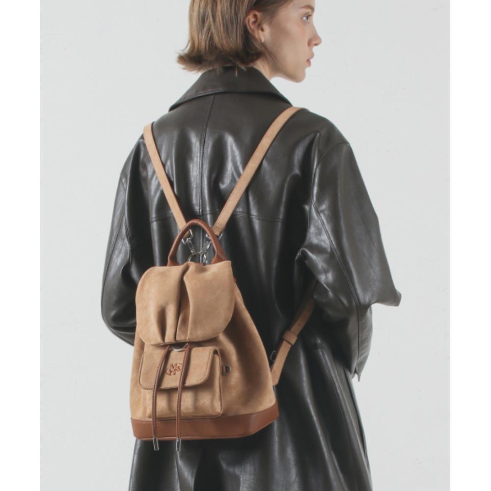 バックパック・リュック masmarulez Suede shirring mini flap backpack beige 501275957