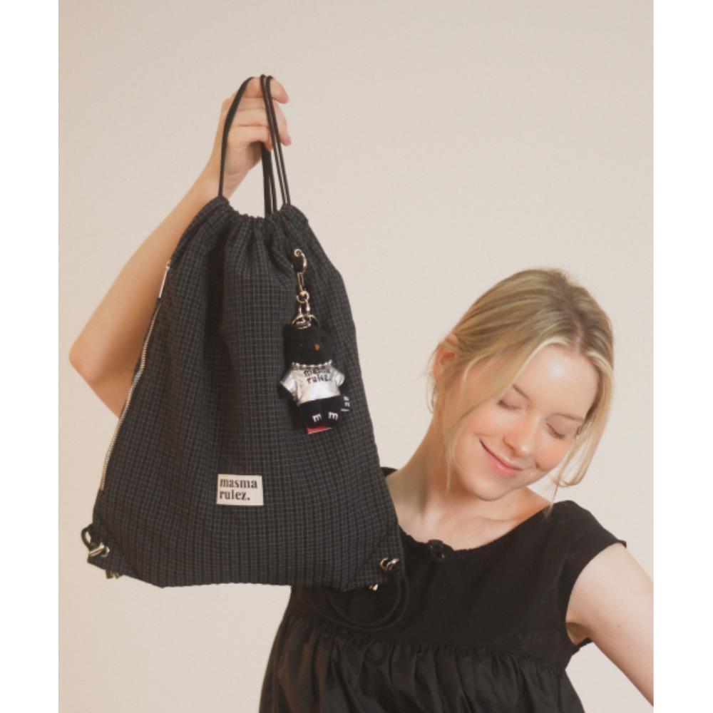 バックパック・リュック masmarulez Gym sack string bag plaid check navy black 50111