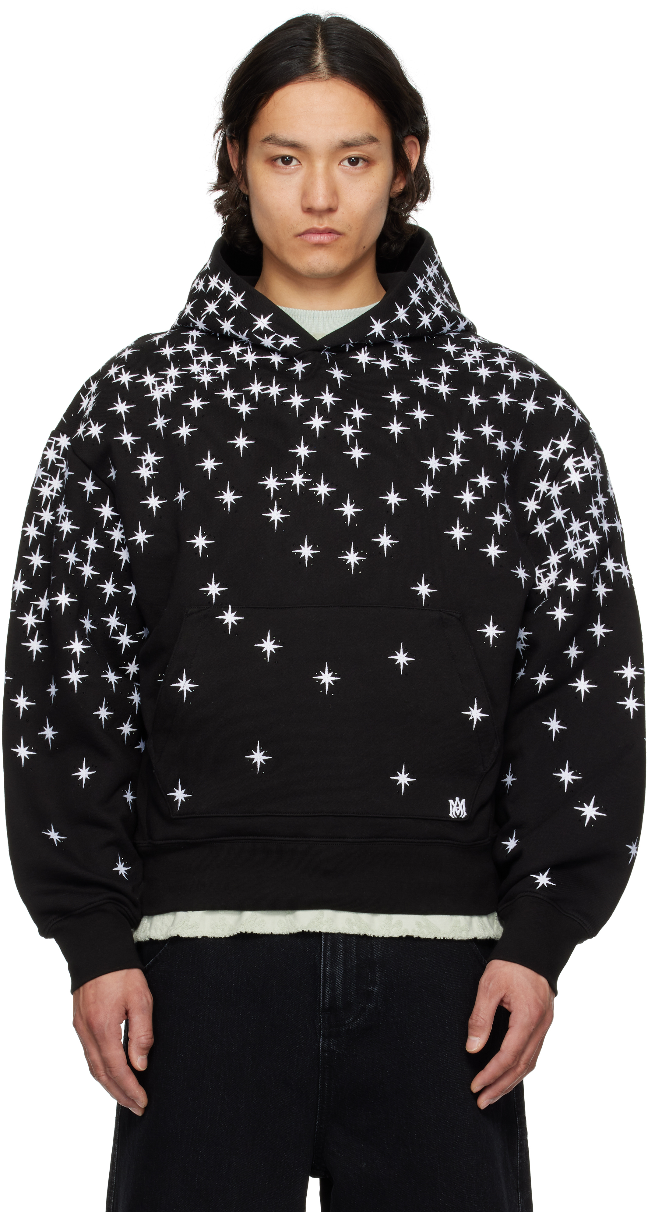 【関税込み】AMIRI ブラック Starburst Crystal フーディ