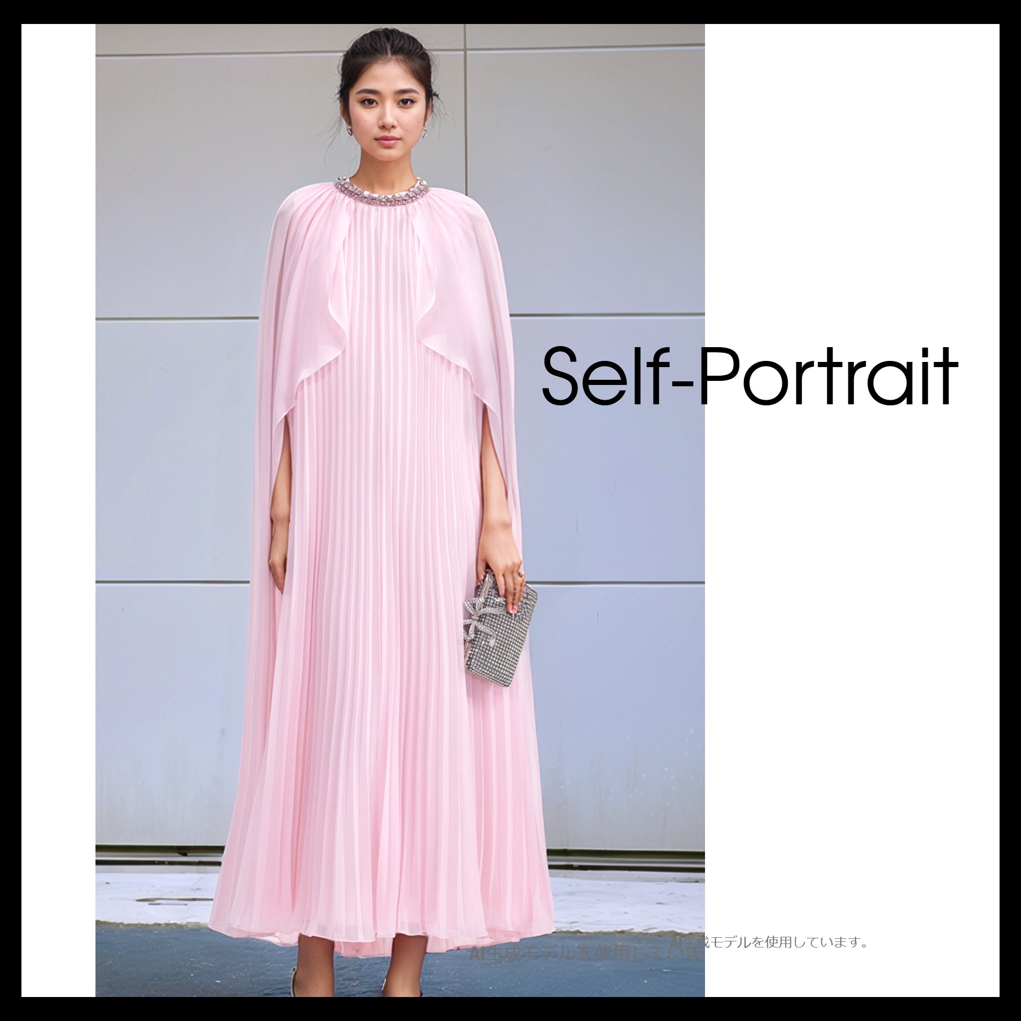 【Self-Portrait】英国発！ シフォン ケープ ミディ ドレス