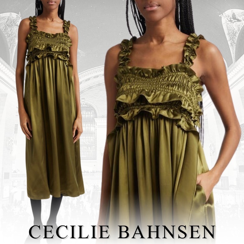 CECILIE BAHNSEN シルクサテンドレス Giovanna Dress