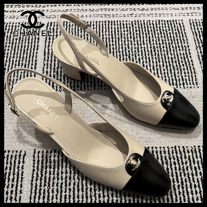 【ターンロックがアクセントに】CHANEL スリングバックシューズ