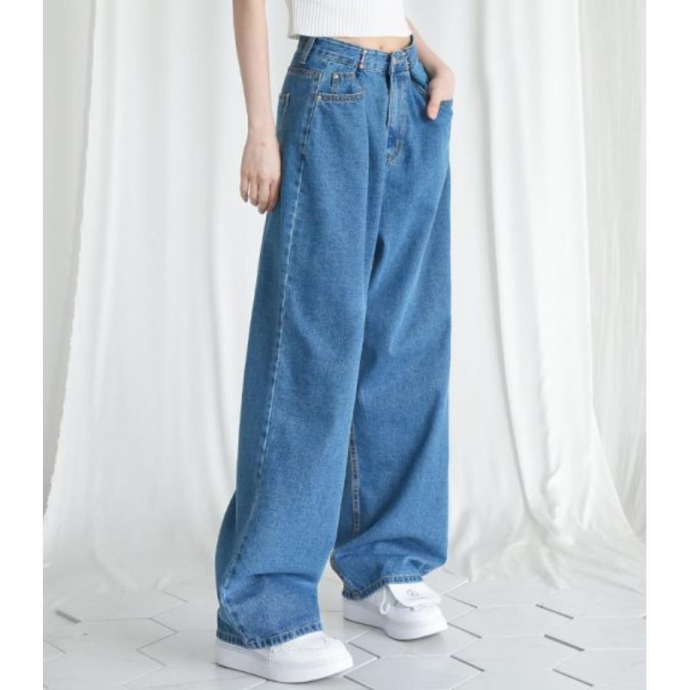 ☆AVANDRESS☆ BUCKLE WIDE DENIM PANTS MIDDLEBLUE AD41PT21MDB