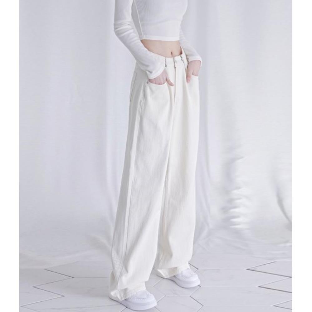 ☆AVANDRESS☆ BUCKLE WIDE DENIM PANTS CREAM AD41PT34CR
