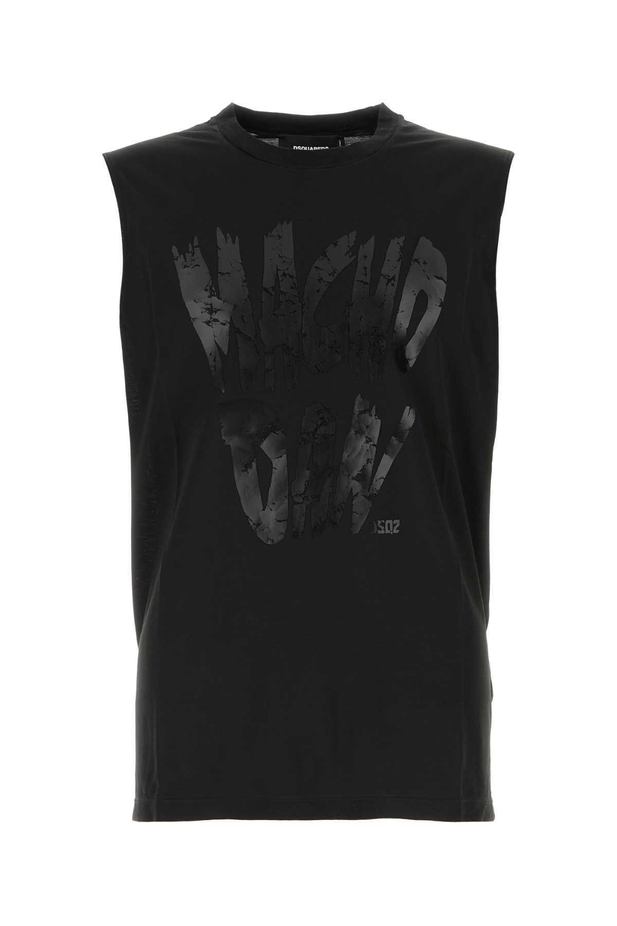 【送料&関税込】Dsquared2 Black Cotton Tank Top