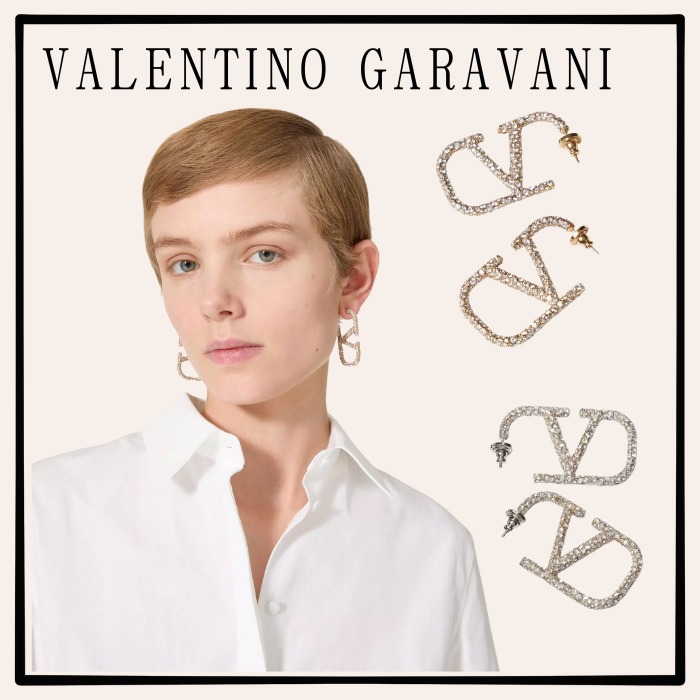 VALENTINO GARAVANI スワロフスキークリスタル VLOGO ピアス