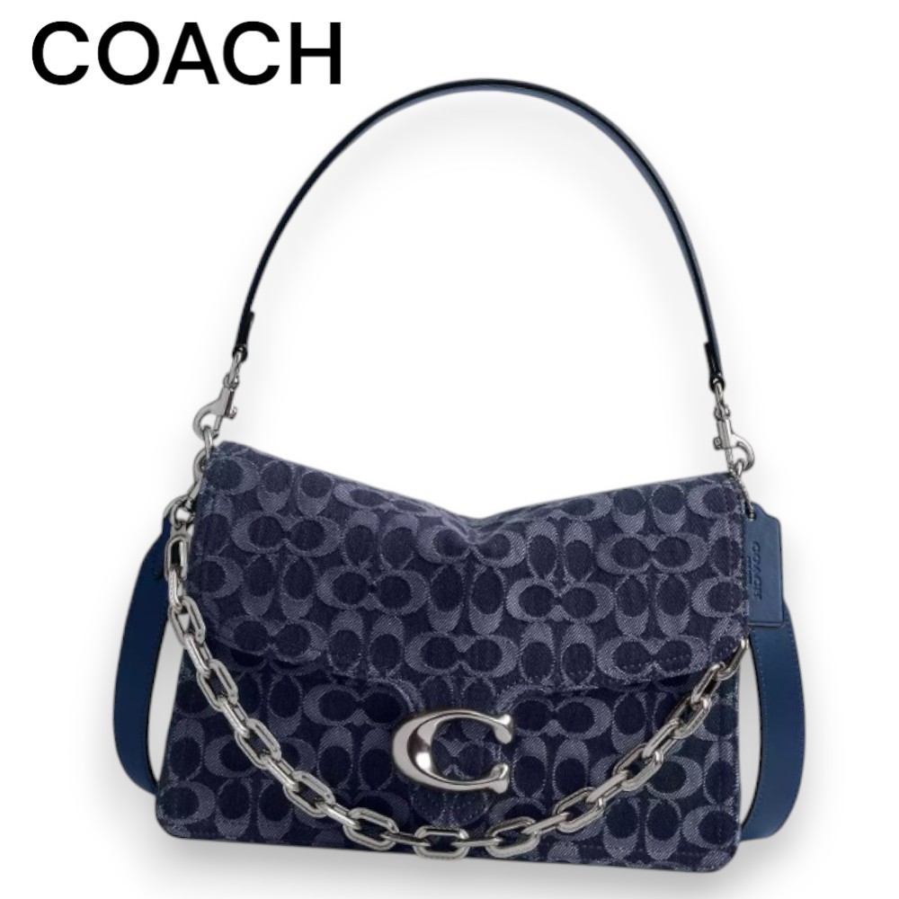 【Coach】シグネチャーデニム チェーンタビーショルダーバッグ30