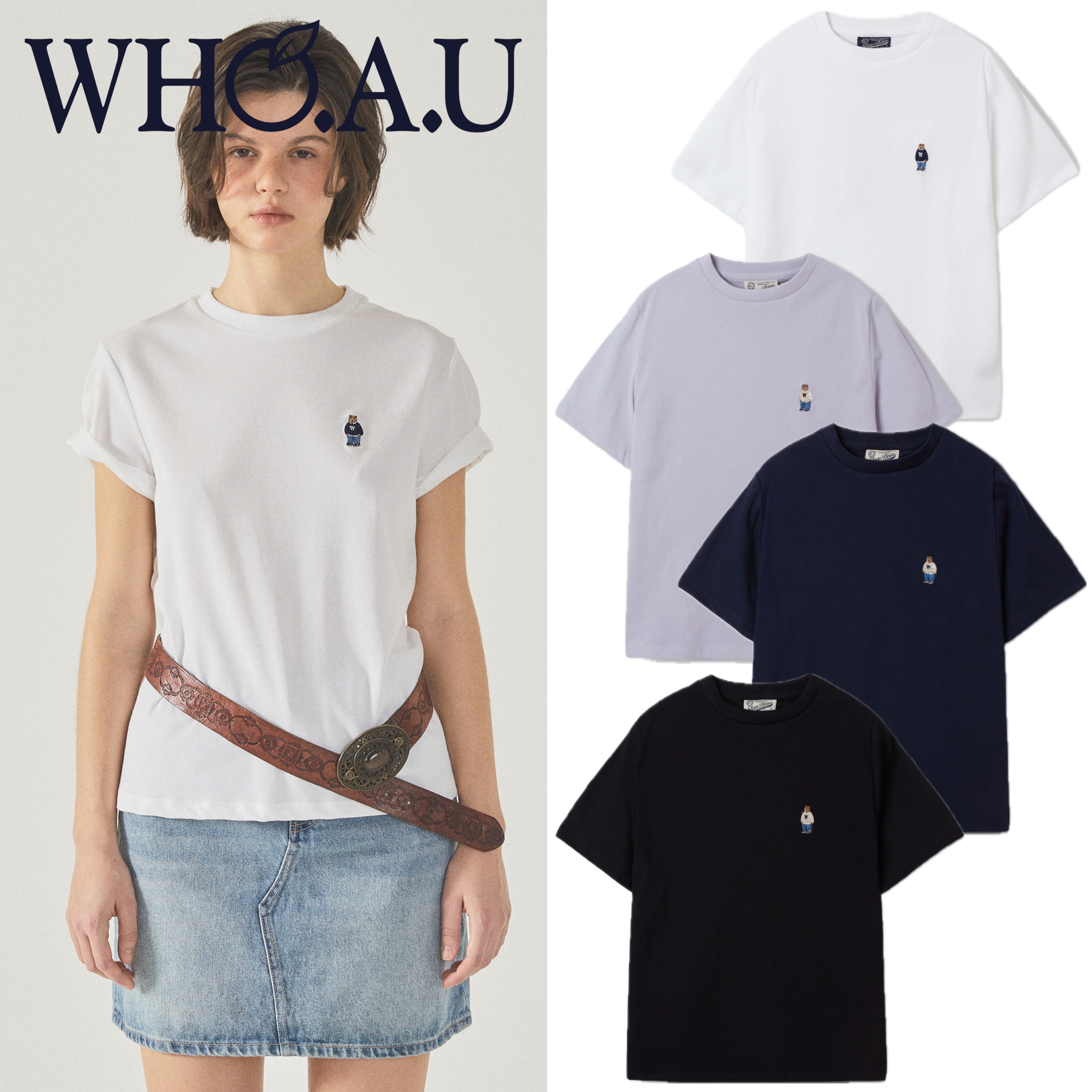 【韓国WHO.A.U フーアーユー】Steve Basic Fit T-shirt(F)