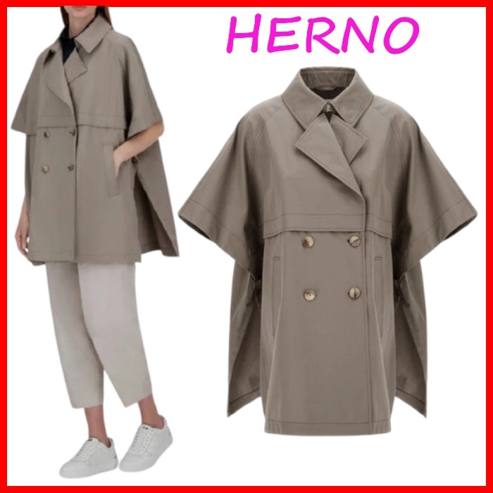 HERNO ロゴ A-Shape ディーン ケープコート トレンチポンチョ
