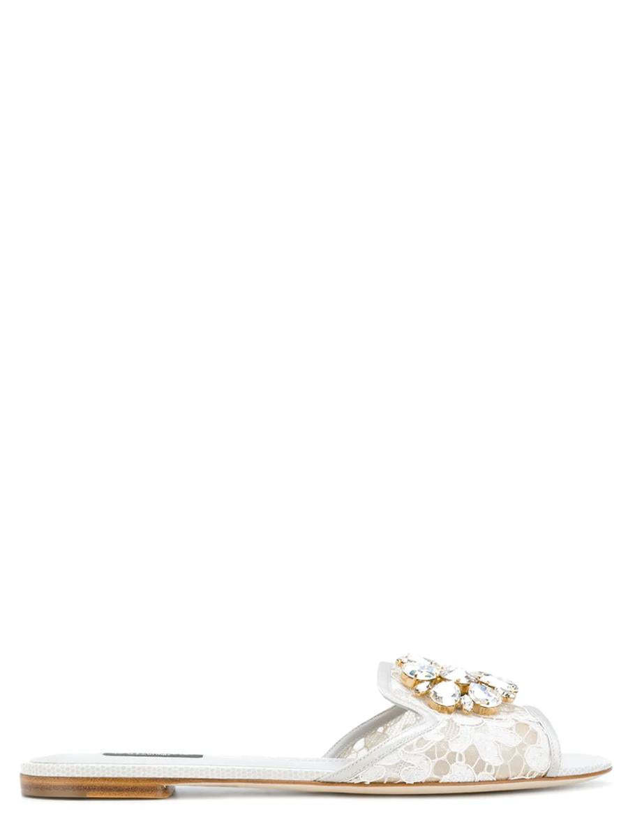 【関税＆送料込み】Dolce & Gabbana White Flat Sandals