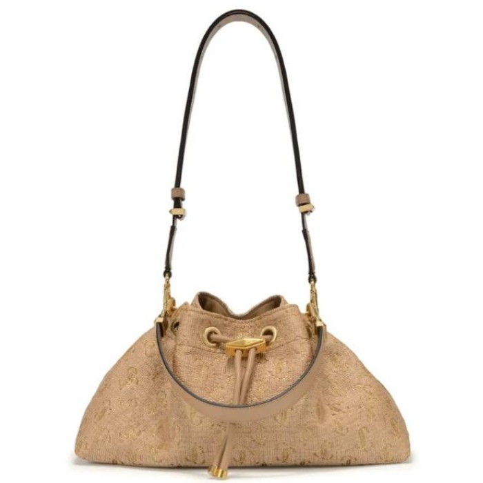 国内発【Jimmy Choo】ラフィア素材♪Cinch シンチM 2WAY/バッグ