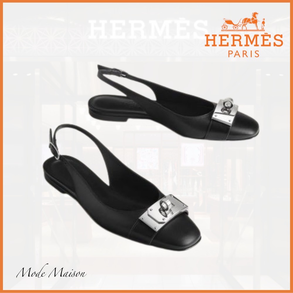 【お洒落♪】HERMES ケリーバックル フラットシューズ