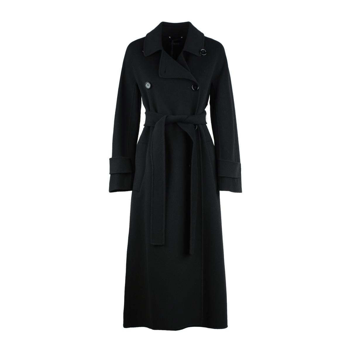 【関税＆送料込み】Max Mara Black Virgin Wool Trench Coat
