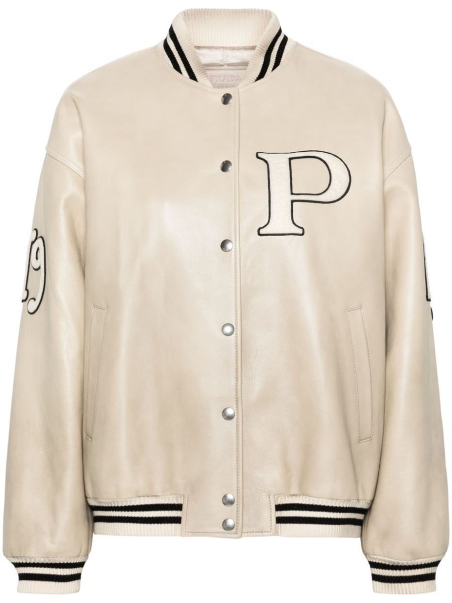【関税＆送料込み】Prada Logo-AppliquAC Leather Bomber Jack