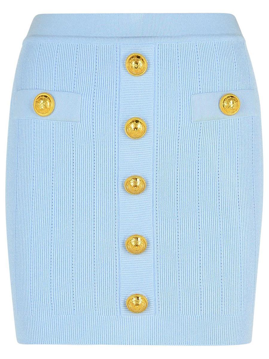 【関税＆送料込み】Balmain Light Blue Viscose Blend Miniski