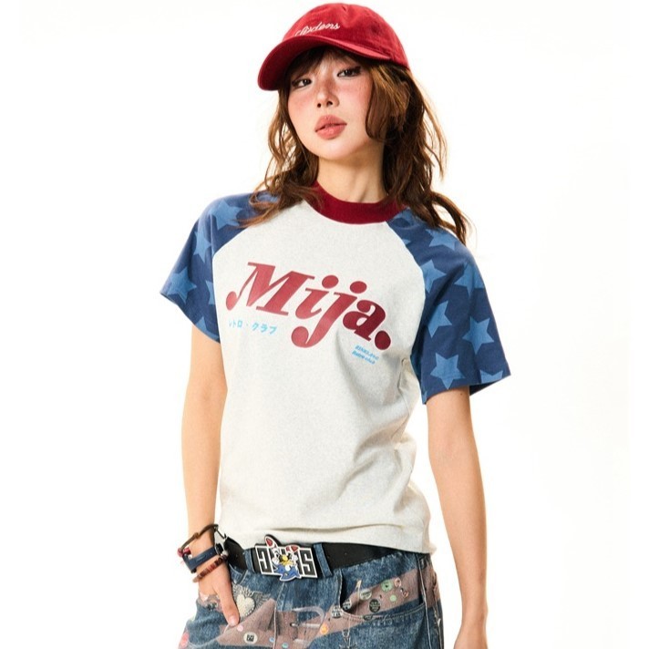 2色 プリントTシャツ 半袖 カジュアル アメリカン レトロ 夏