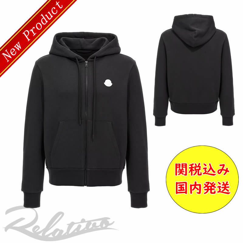 ★国内発送★【MONCLER】ロゴ コットン ジップアップパーカー