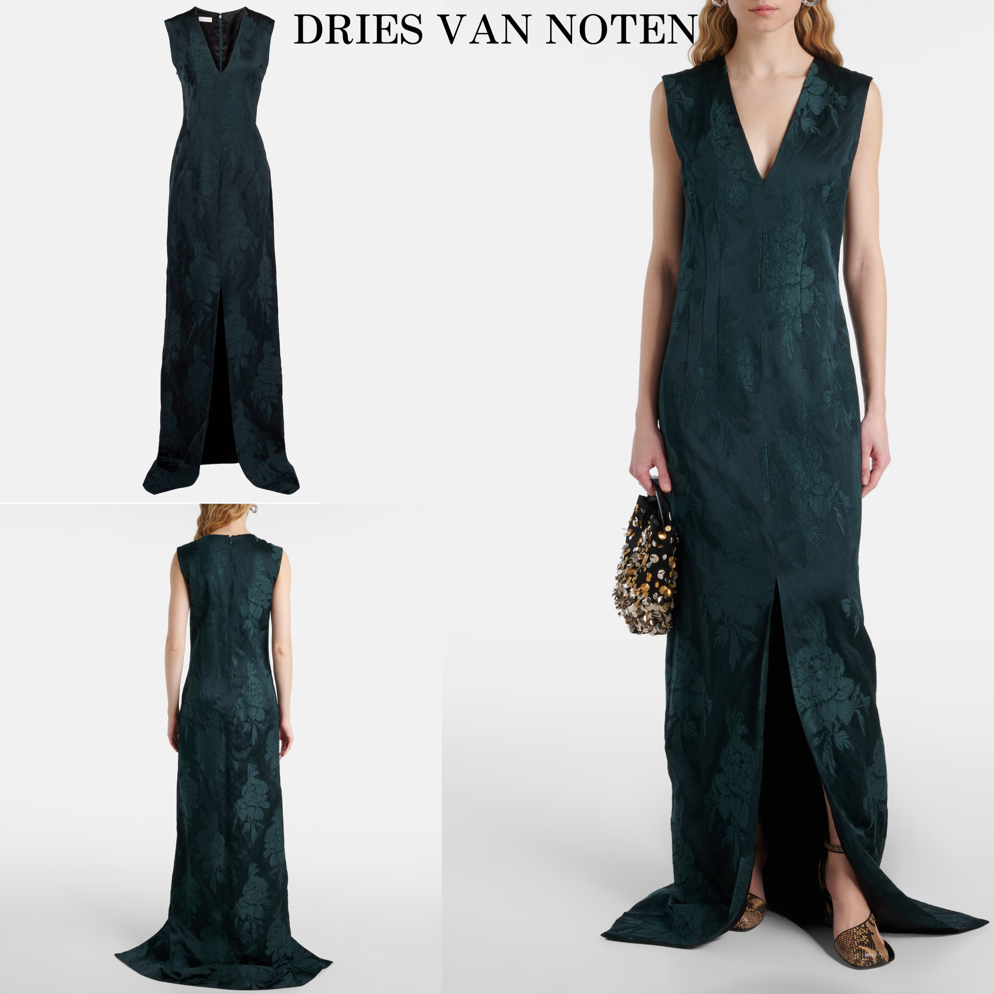新作*DRIES VAN NOTEN* ジャカードローブ グリーン マキシ丈
