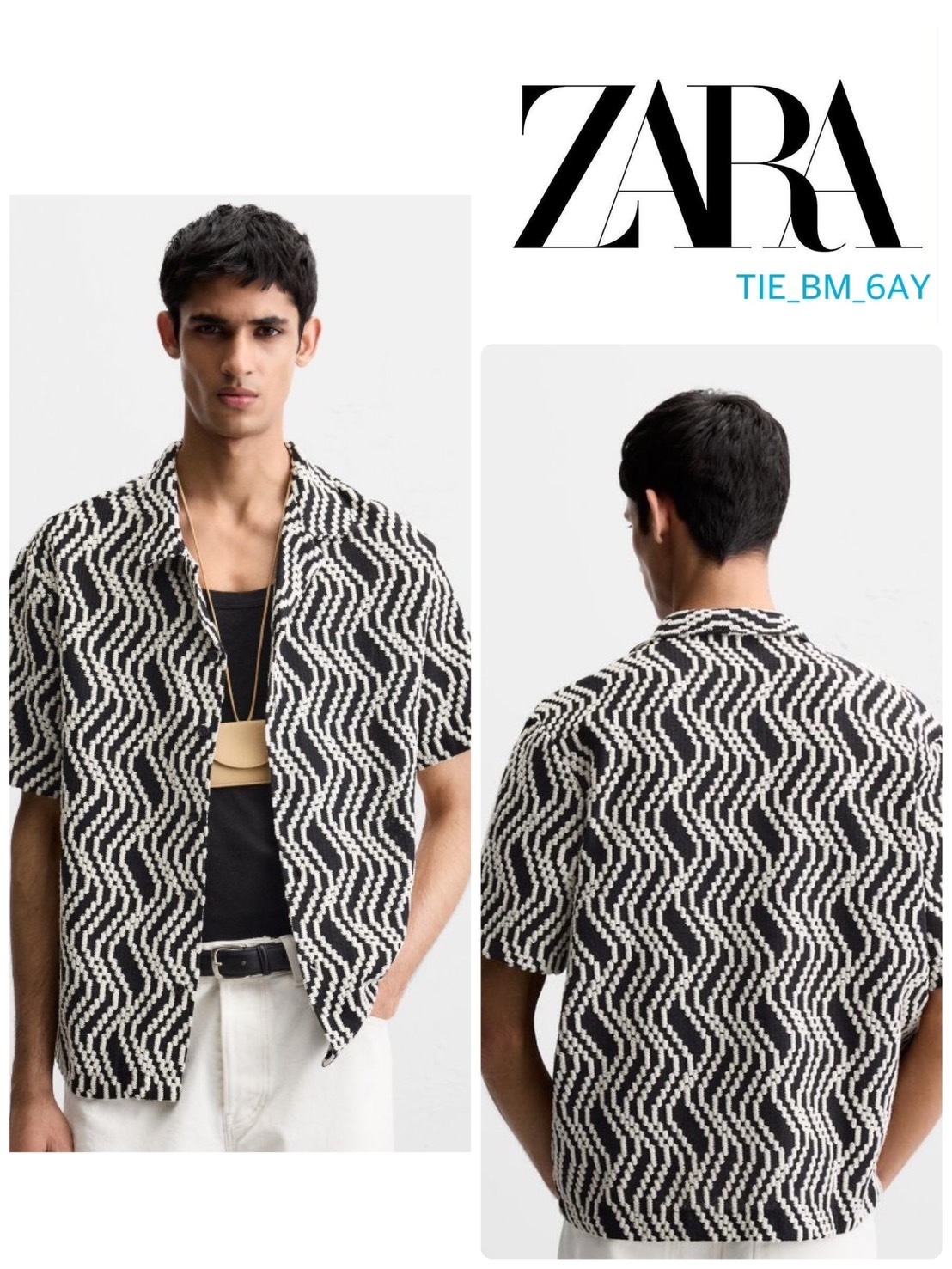 スペイン発送 ZARA 幾何学模様のジャカードシャツ 今季新作！