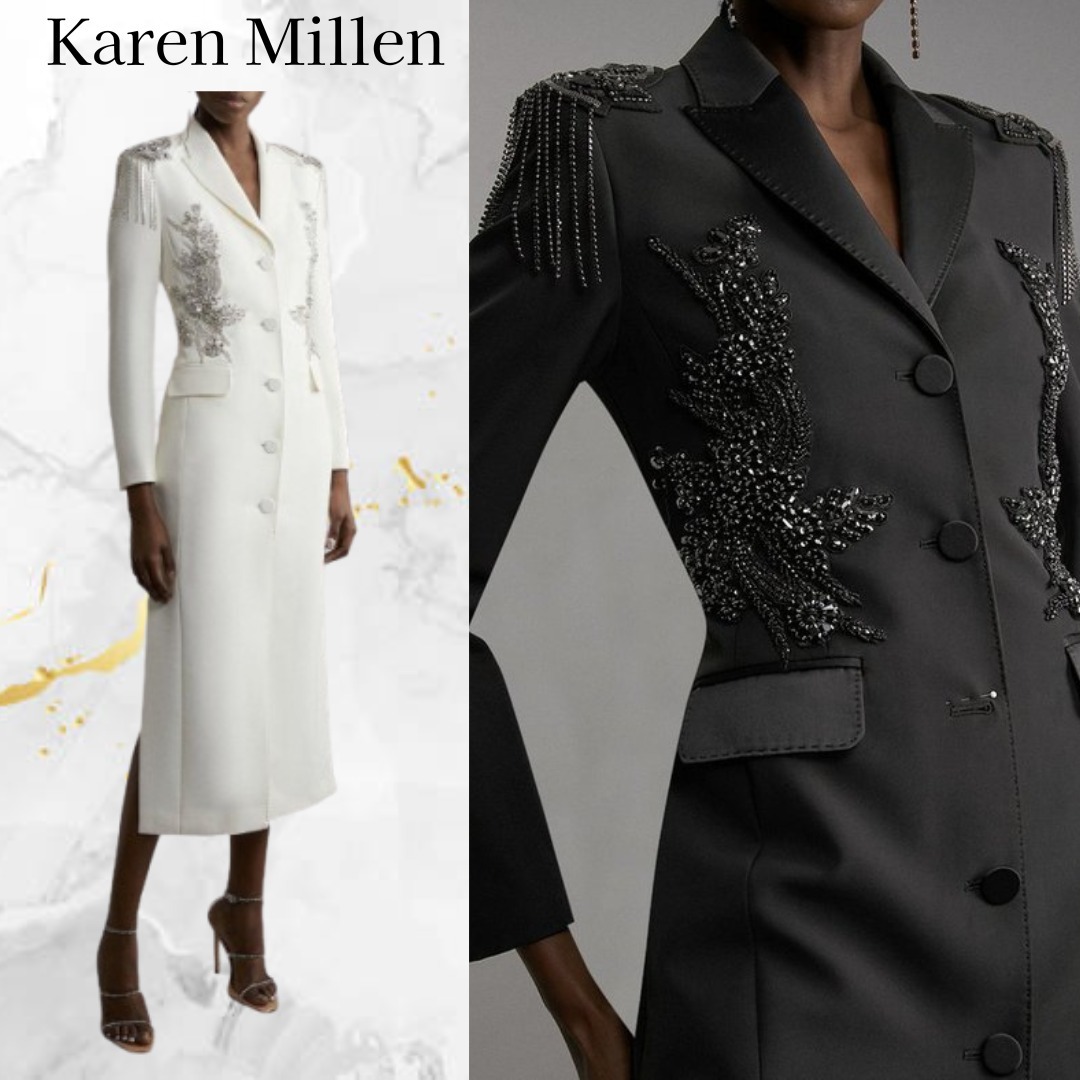 Karen Millen☆クリスタル タキシード ブレザー ミダクシドレス