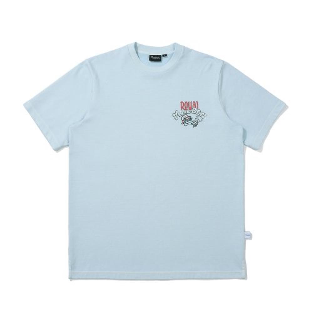 ■Malbon Golf■ DRAGON BUCKET PIGMENT ROUND T-SHIRT SKY BLUE