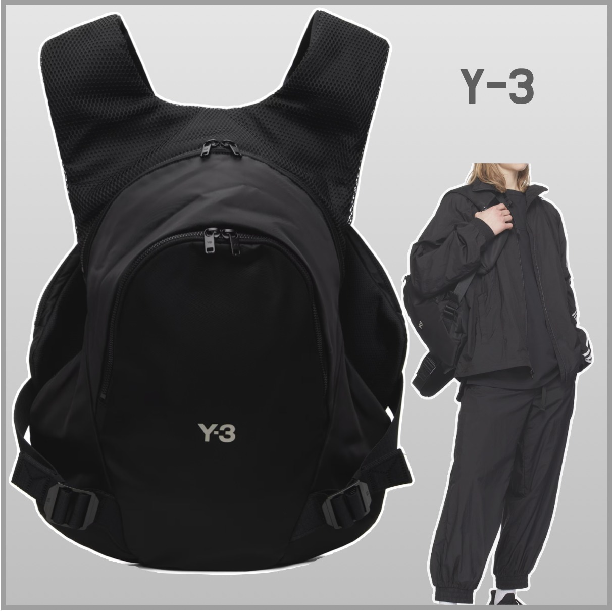 【Y-3】 メンズ バックパック リュック ロゴ ナイロン 国内発送