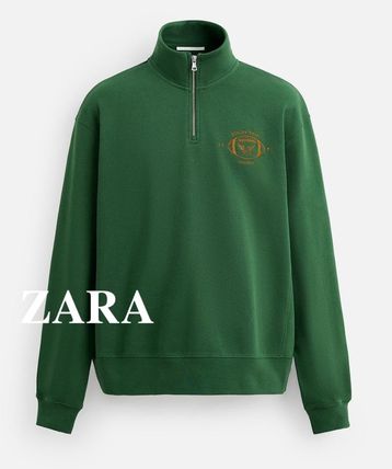 ★ドイツ発*ZARA*新作*ウォッシュドスウェット/GREEN★ ロゴ S ZARA(ザラ) スウェット・トレーナー(メンズ) - 海外通販