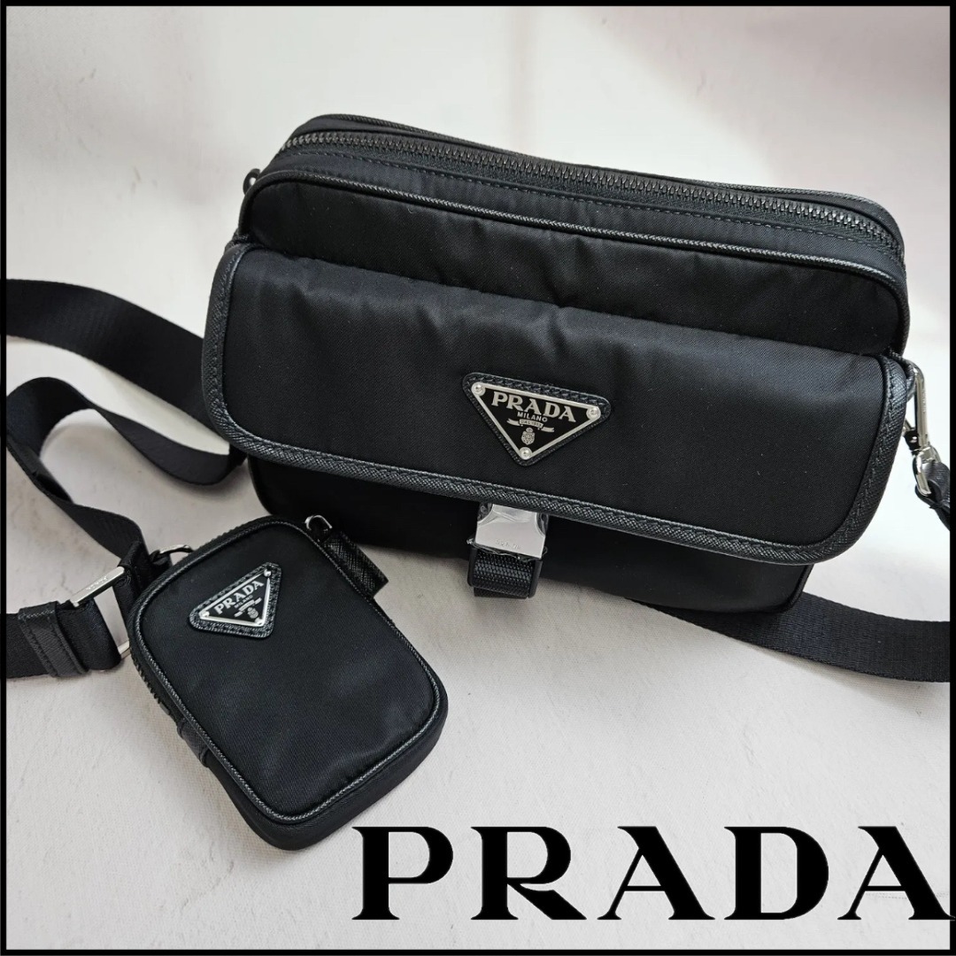 人気商品★PRADA Re-Nylonサフィアーノレザーショルダーバッグ