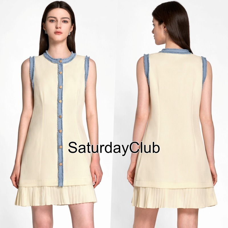 ☆SaturdayClub☆ プリーツヘム フリンジトリム ワンピース