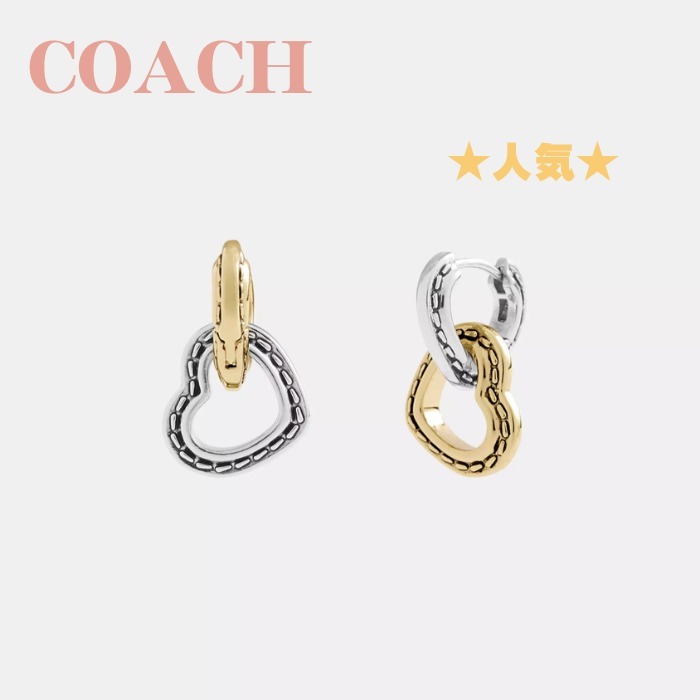 ★すぐ届く★ダブル スティッチド ハート ドロップ ピアス★人気
