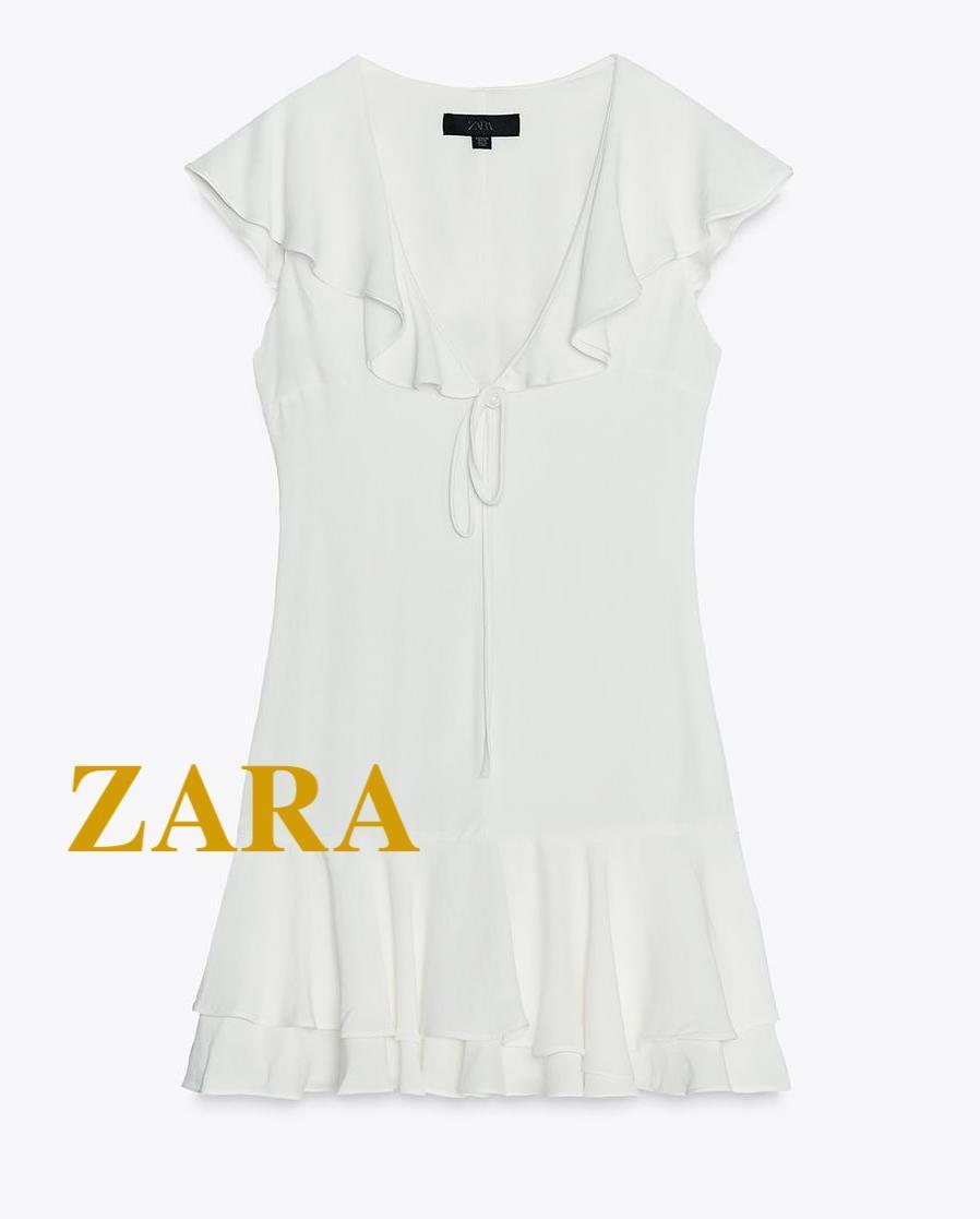 ☆ドイツ発*ZARA*新作*ラッフルトリムワンピ/ECRU☆