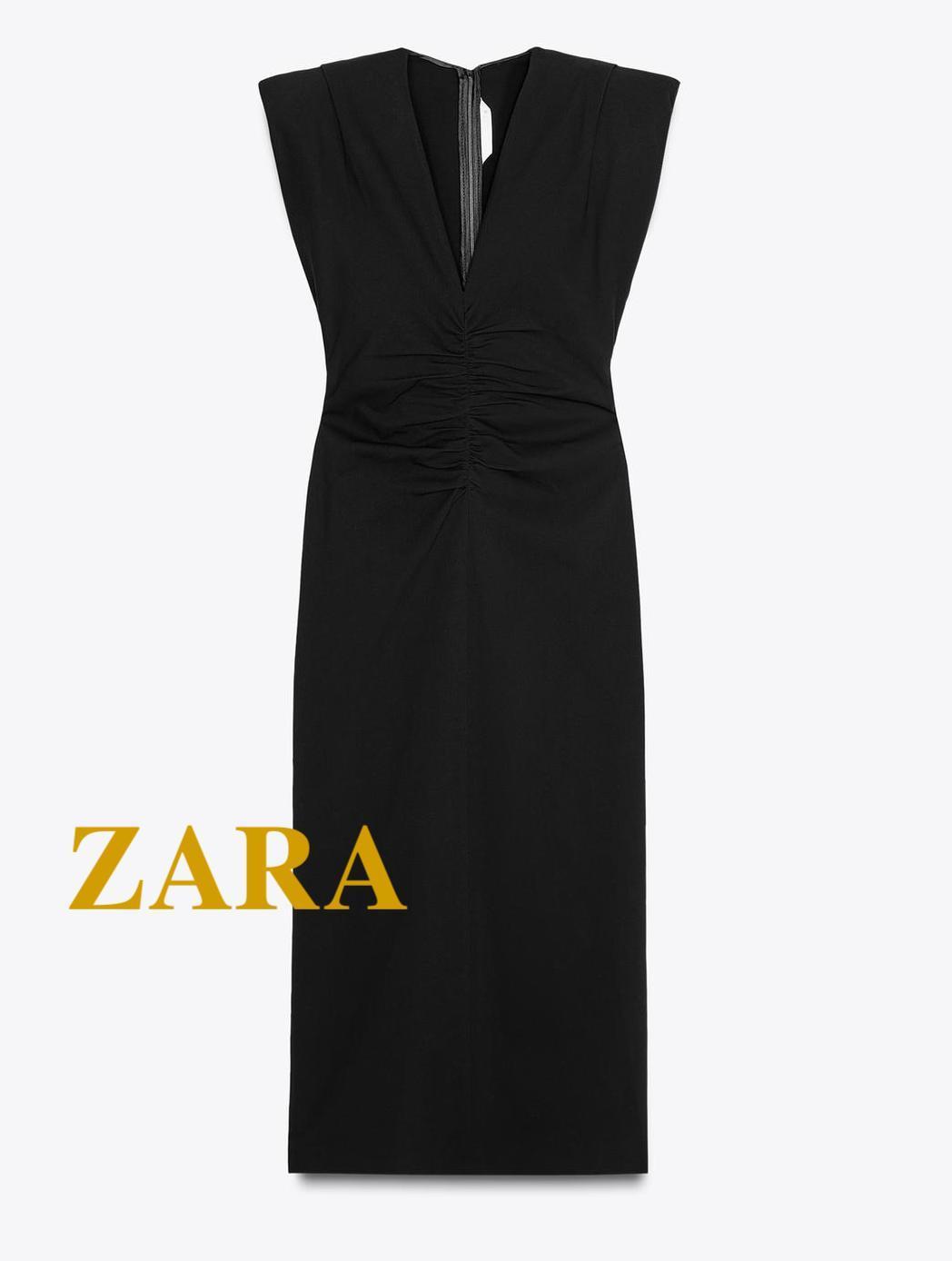 ☆ドイツ発*ZARA*新作*パデッドショルダーワンピ/BLACK☆