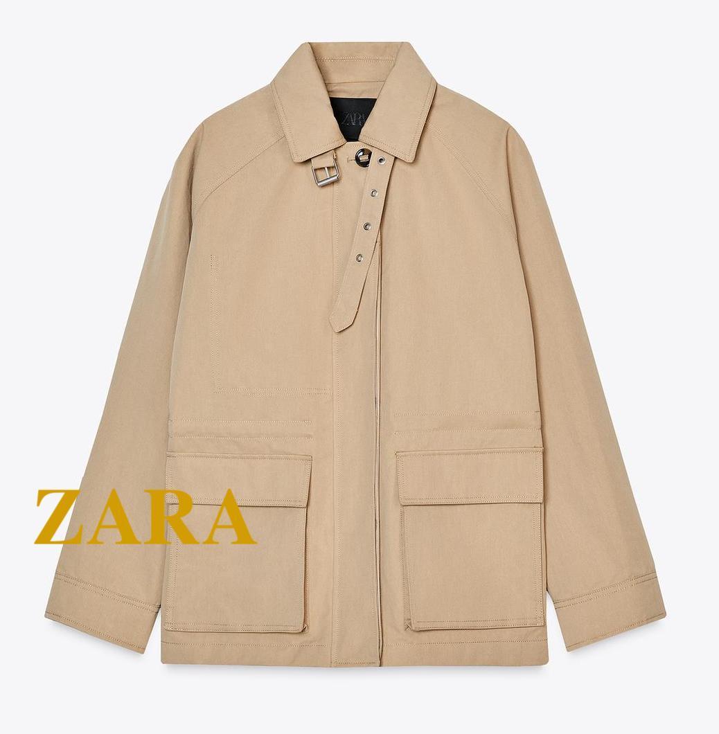 ☆ドイツ発*ZARA*新作*ベルトカラーネックジャケット/ECRU☆