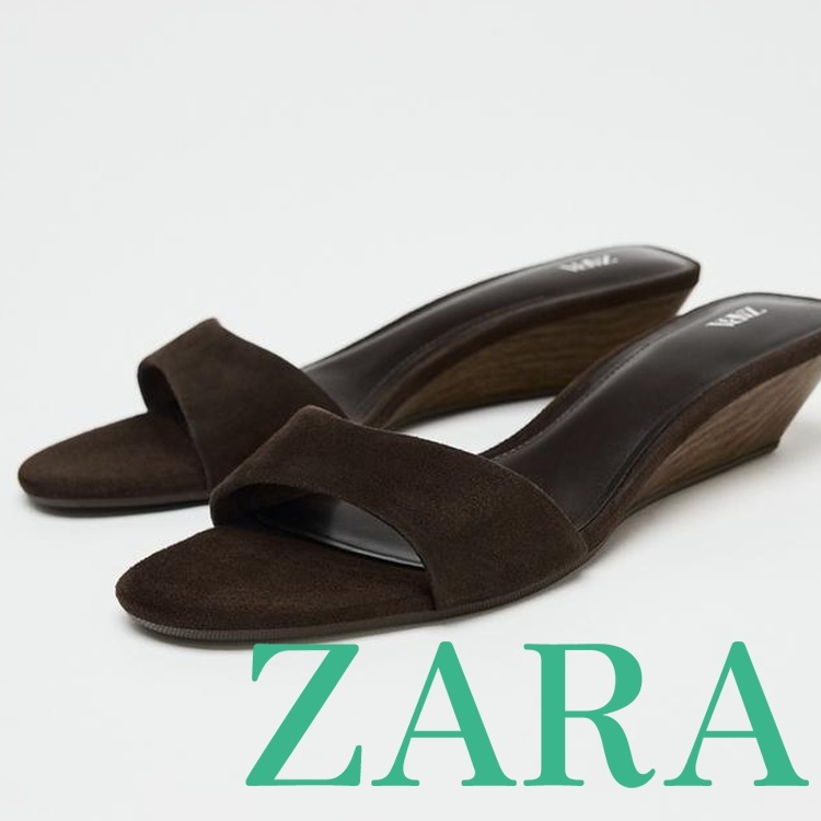 【ZARA】スエードウェッジサンダル ブラウン | 3340/510/700