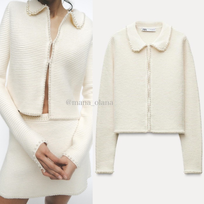 ★ZARA★パールビーズ付き*ニットカーディガン