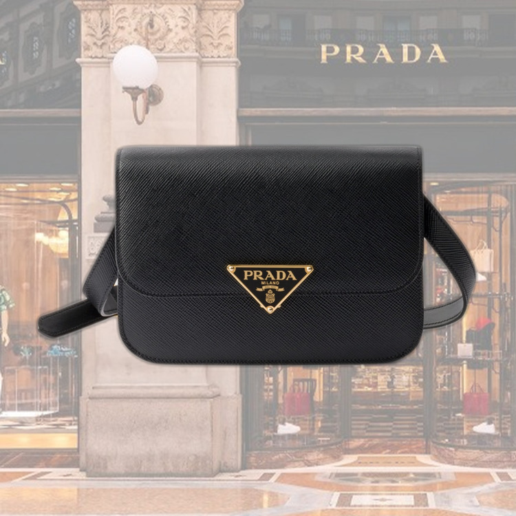 【PRADA】 サフィアーノレザーフラップショルダーバッグ
