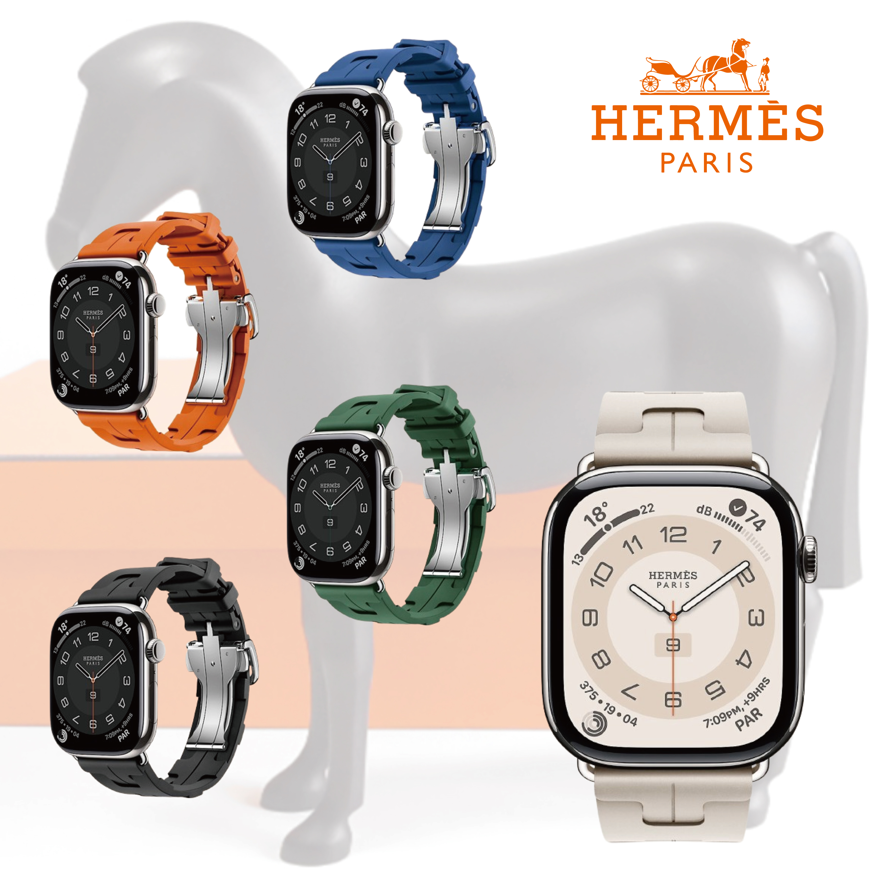 HERMES Apple Watch シンプルトゥール キリム ラバーバンド 46mm