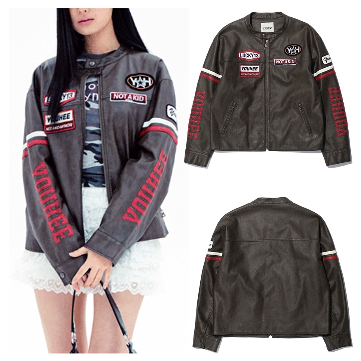 ジャケット YOUHEE WAPPEN DETAIL BIKER JACKET 5BNY746