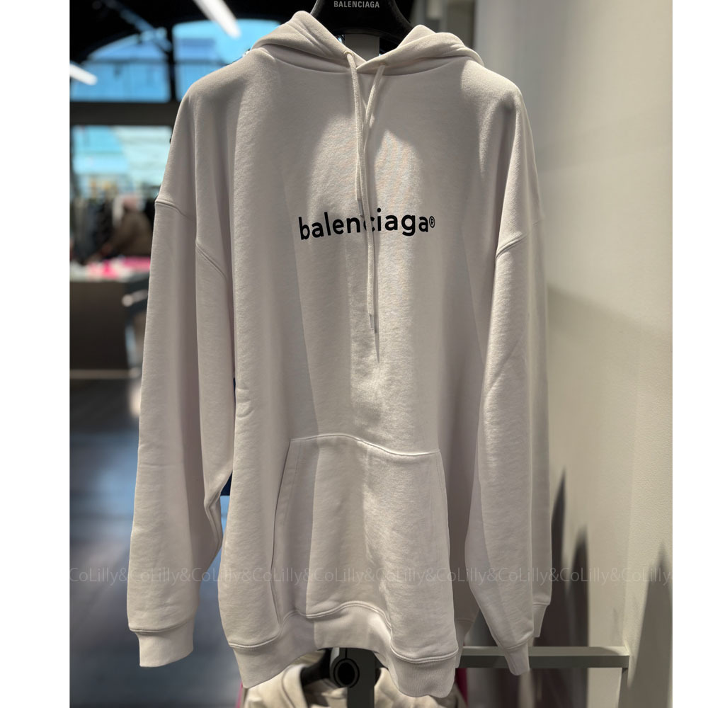 BALENCIAGA ホワイトニューコピーライトロゴフーディー