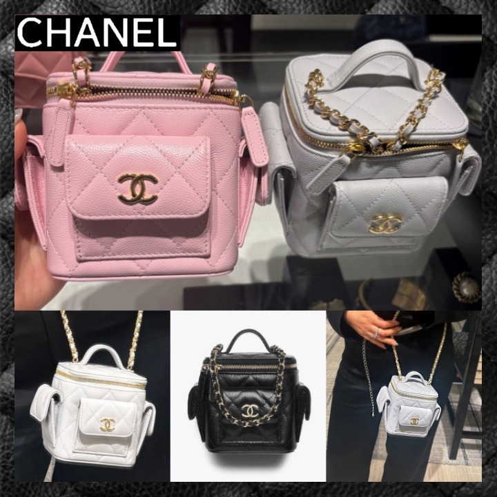 ☆サイドポケット付☆ CHANEL トップハンドル ヴァニティバッグ