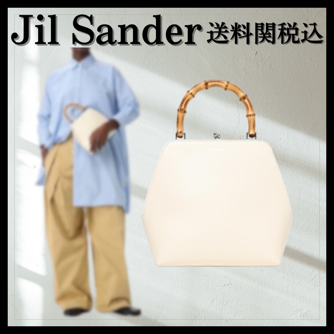 【国内発送】Jil Sander Goji Bamboo Square レザーハンドバッグ