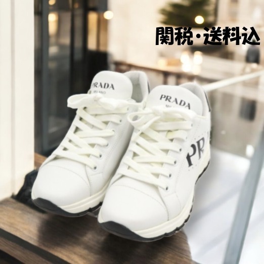 PRADA■プラダ BIGロゴ レザー レースアップスニーカー